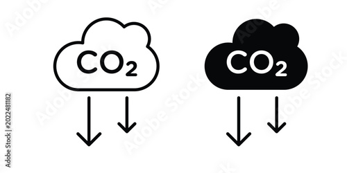 Photos Low carbon dioxide icon solid Design. Line icons for web