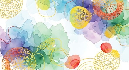 Abstract colorful background drawing with vintage floral pattern and summer butterflies on a grunge paper texture design