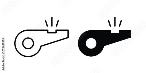 Photos Whistle icon solid Design. Line icons for web
