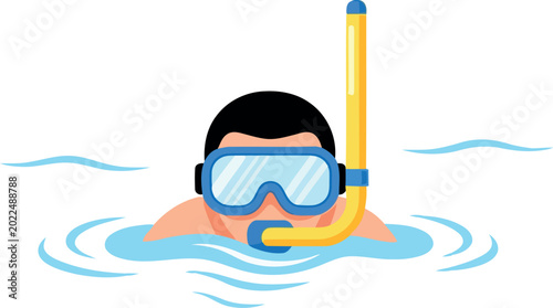 Man snorkeling in water with mask and tube