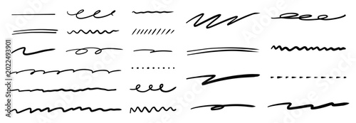 手書きのラインセット_黒