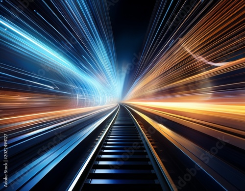 high speed motion blur abstract train tracks perspective
