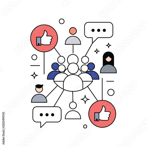 Stylized Social Network Communication Illustration
