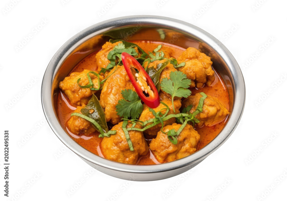 Fototapeta premium Colorful vegetable curry in a bowl isolated on transparent background