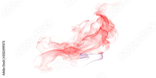 Fotografie Abstract red smoke wisps upon black background cinematic fire vapor design eleme