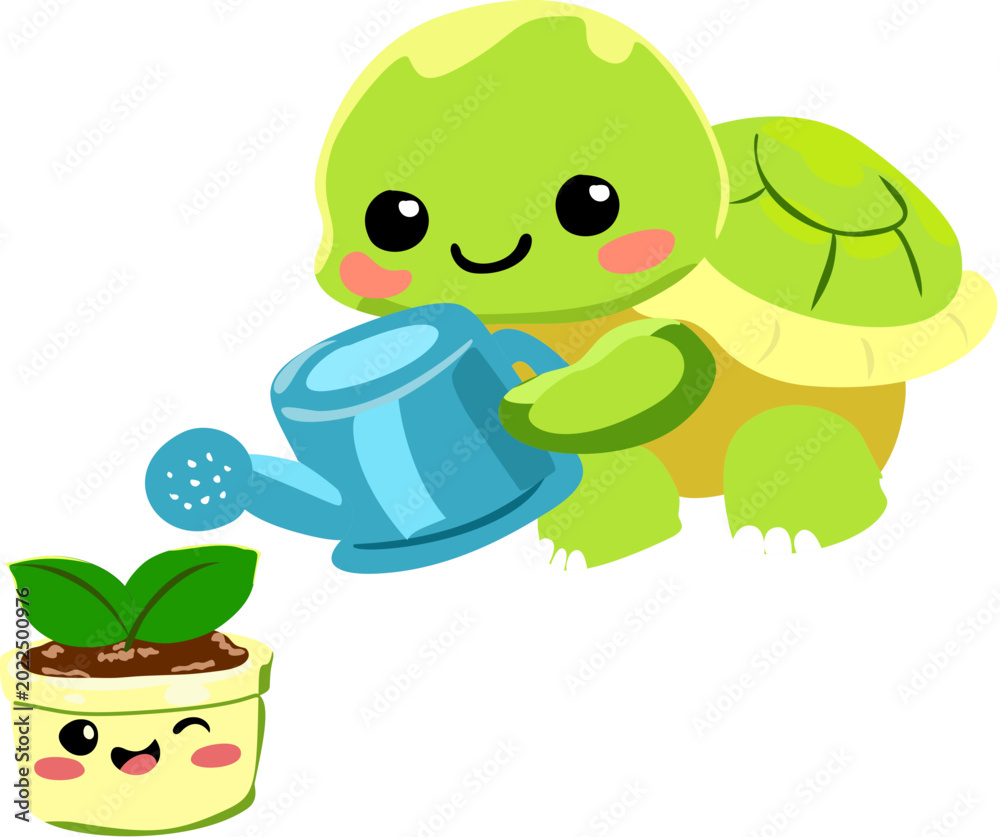 Obraz premium funny turtle with a flower
