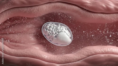 Transparent Egg Surrounded By Cells Within A Biological Tissue Environment Ideal For Scientific Illustration And Medical Animation