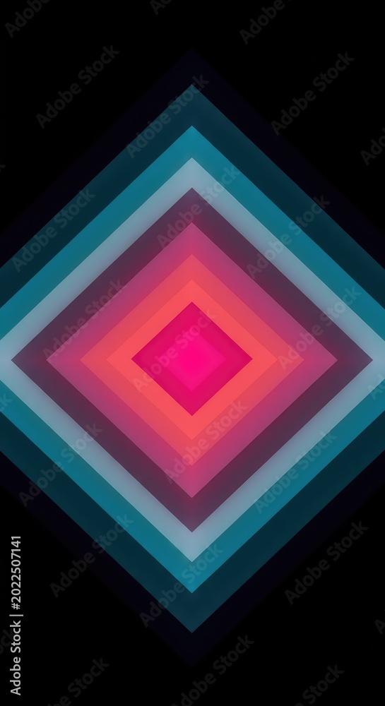 Fototapeta premium Dynamic visual repetition creating an infinite feedback loop. Layered geometric forms and vibrant colors suggest abstract sound visualization and movement ,hypnotic ,purple ,futuristic