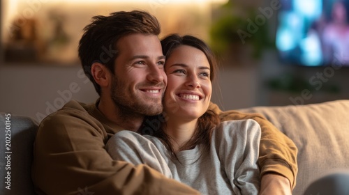 Couple relaxing on sofa