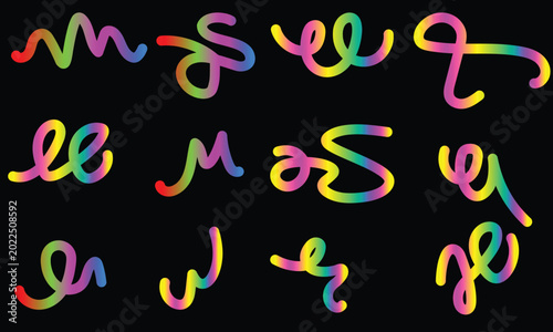 Abstract colorful wavy liquid shape with gradient rainbow effect