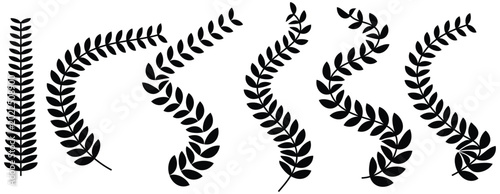 Tableau sur toile Set black silhouette circular laurel foliate, wheat and oak wreaths depicting an award, achievement, heraldry, nobility on white background