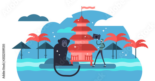 Canvas Print Bali illustration, transparent background