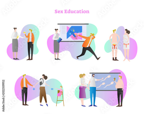 Quadro em tela Sex education illustration collection set, transparent background