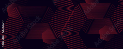 Tableau sur toile Abstract dark red background with glowing geometric lines