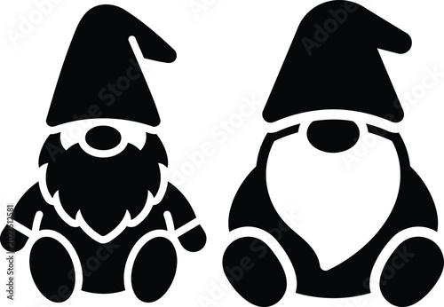 Foto Two gnomes with beards and pointy hats sitting side by side