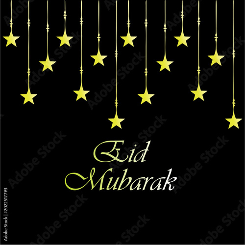 Elegant Eid Mubarak Islamic Background Collection with Moon and Hanging Stars Vector Set