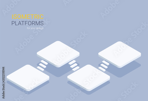 isometric vector illustration on gray background, isometric platforms for creating design projects and infographic templates