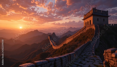 Golden Hour Great Wall Sunset Panorama