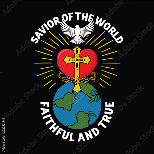 Bilde på lerret Savior World Urban Streetwear Apparel T shirt Clothing Design
