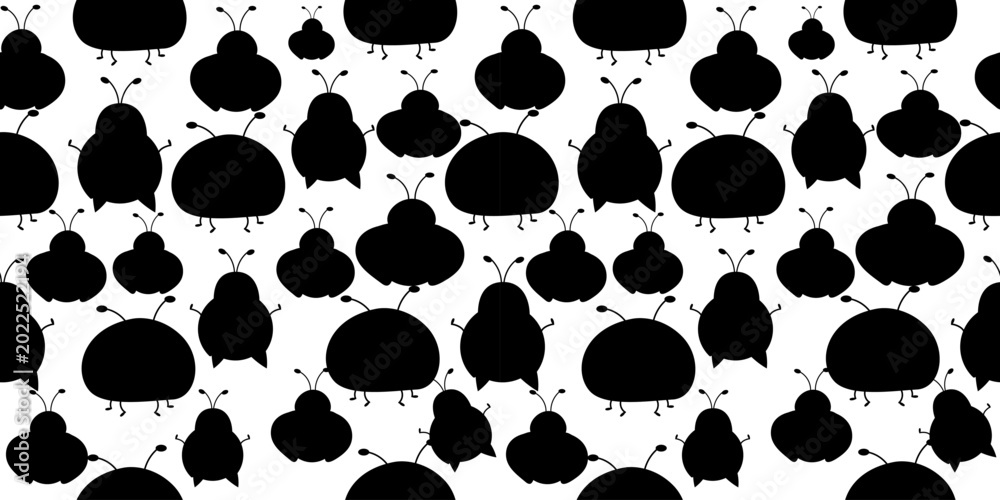 Fototapeta premium Mixed ladybug silhouette seamless pattern on white background