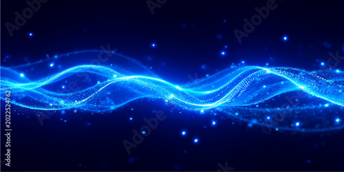 Fotografía A futuristic digital wallpaper featuring a glowing blue fractal wave of energy a