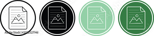 Bild auf Leinwand Image File Document Icon Set in Black and Green Circle Styles for Media, Gallery