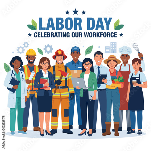 Diverse group of professionals celebrating Labor Day, honoring the workforce and its contributions