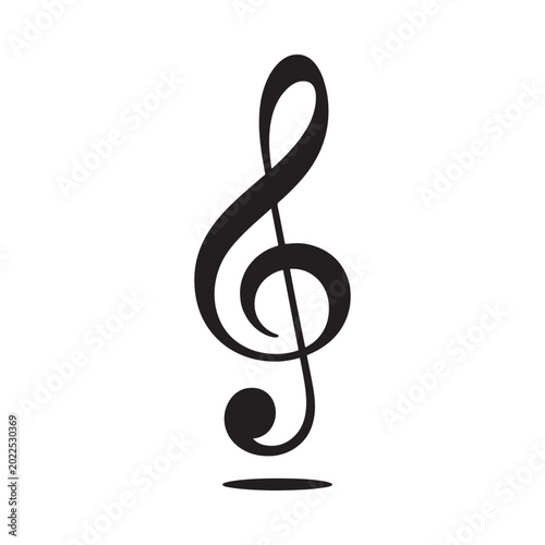 Fotografía Treble clef symbol black silhouette on a white background