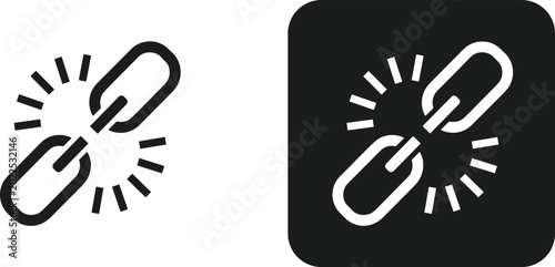 Tableau sur toile Broken Chain Link Line Icon Set Representing Disconnected Hyperlinks Website Err