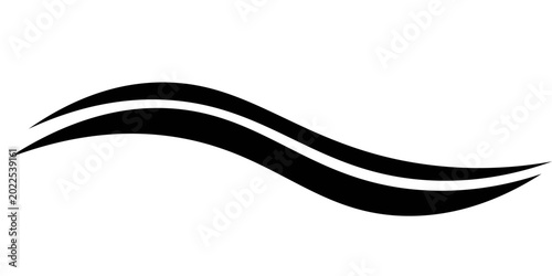 Double curve wave, vector simple water swoosh wavy strip long