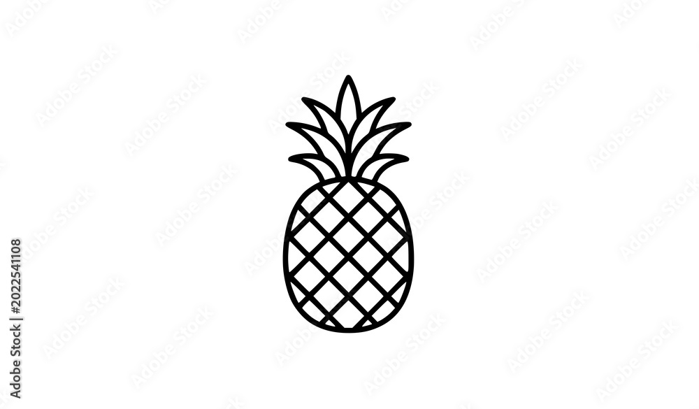 Obraz premium Pineapple thin line icon vector illustration isolated on white background