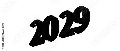 Fotografia 3D render of the year 2029 in a bold black font against a stark white backdrop