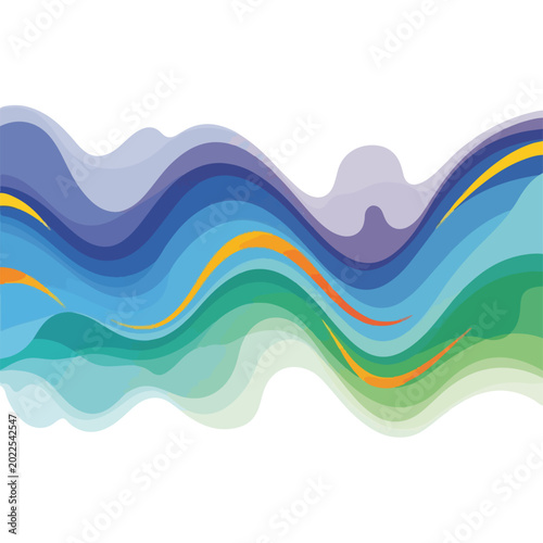 Colorful Wavy Layers Abstract Design Element.