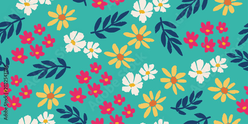 Foto Hand-drawn petal patterns, seamless flower patterns, suitable for fabrics, textiles, clothing, banners, and backgrounds
