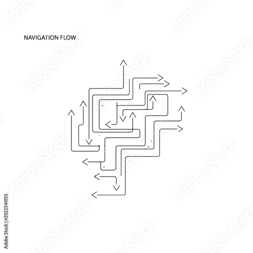 Complex Navigation Flow Diagram with Arrows.