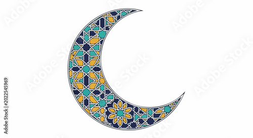 Crescent Moon with Mosaic Pattern Design.