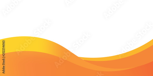Fotografía This vector illustration features a vibrant orange and yellow gradient design composed of layered, fluid, abstract waves creating a dynamic footer element with ample white copy space for text
