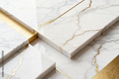 Marble tiles with gold accents