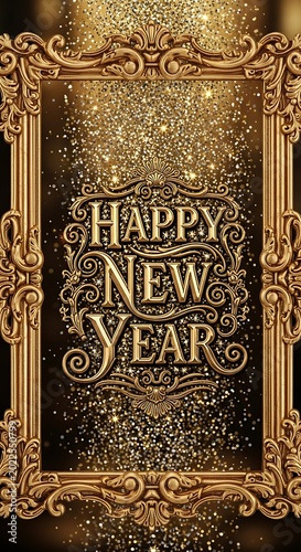 Ornate golden frame surrounds sparkling 