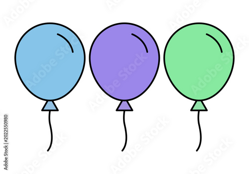 Bilde på lerret Tres globos de colores con cuerdas