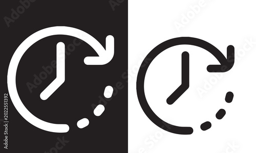 Clock icon background black and white