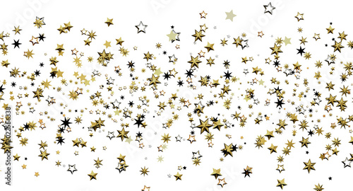 фотографія Festive gold star confetti on a clean white background