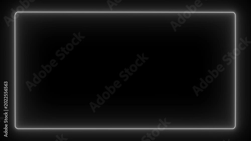 Futuristic neon line motion background. White laser effect neon glowing frame background. Bright neon light effect isolated on black