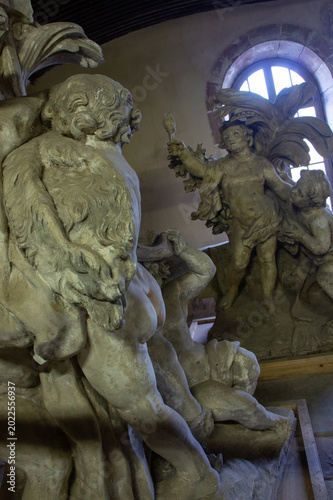 A church and sculptures in Strasbourg, France