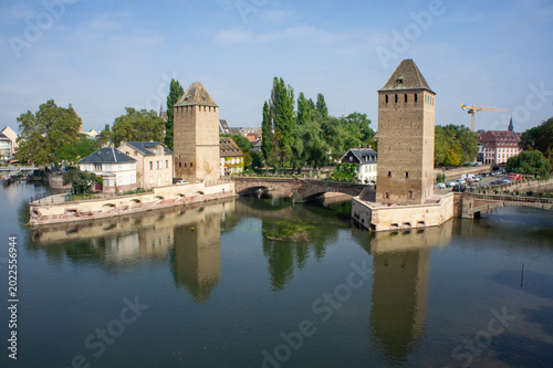 A street and river in Strasbourg, France