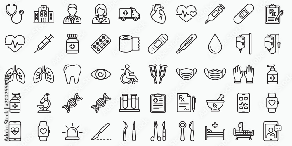Naklejka premium Hand Drawn medical icons Vector Collection