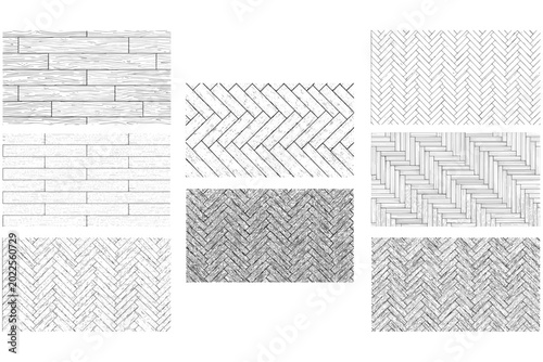 Minimal Architectural Texture Trace Vector, Wood Floor Hatch Pattern Converted into Clean Black Outline Editable High Detail Design