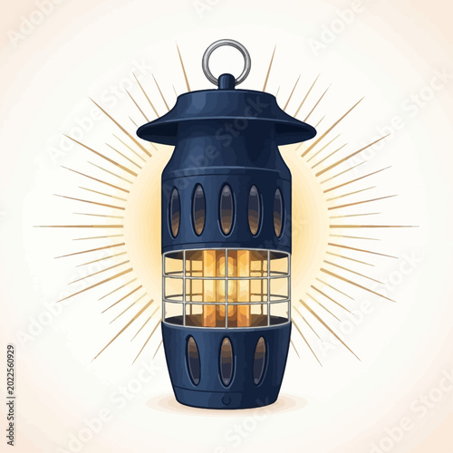 Bild auf Leinwand Vibrant lantern emits warm light with sunburst effect around it