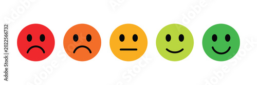 Billede på lærred Emoji social reactions icon, mood and satisfaction buttons, user feedback or rating scale