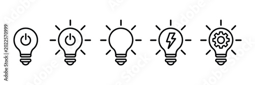 Slika na platnu Light bulb icon set, innovation and solution symbols, visualization creative thi